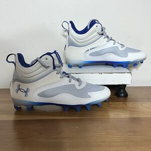 Under Armour Command MC Mid Lacrosse Cleats Blue/White Mens Size 6.5 3025639-102